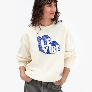 Clare V Le Vibe Cream Sweatshirt with Blue Logo
